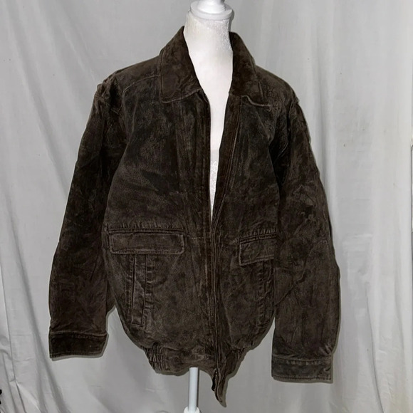 brown KnightsBridge suede leather coat size large - Picture 1 of 4
